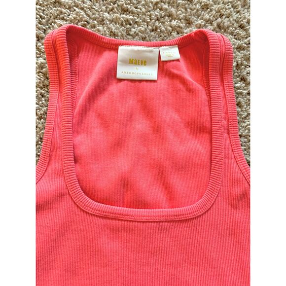 Anthropologie Coral Ribbed Square Neck Tank Top XS - Picture 4 of 9